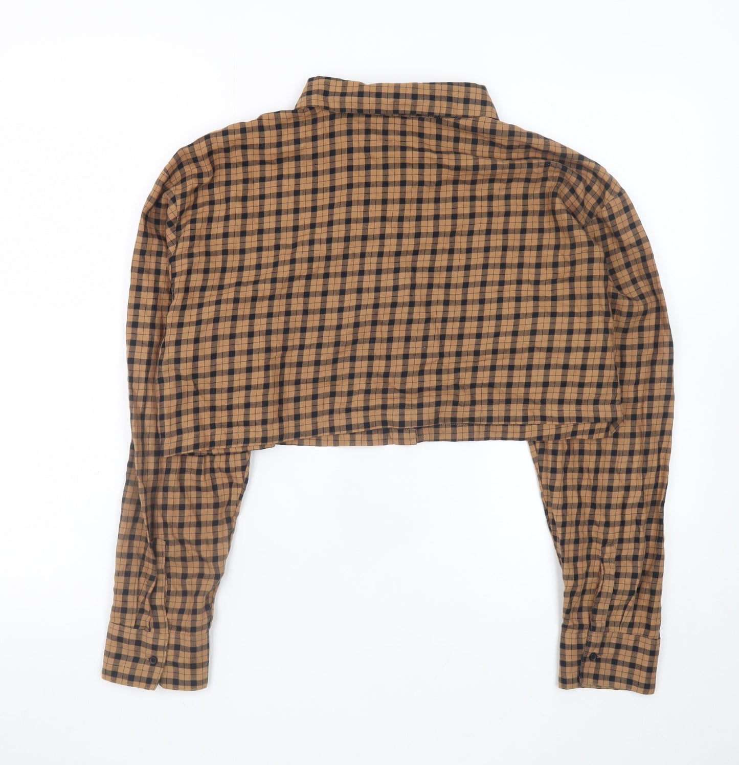 Womens UK Size 12 H&M Brown Cropped Button-Up