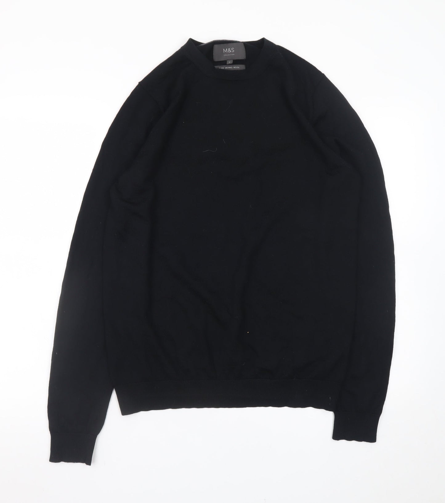 Mens UK Size M Marks and Spencer Black Pullover Jumper