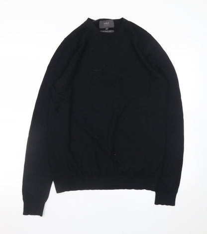 Mens UK Size M Marks and Spencer Black Pullover Jumper