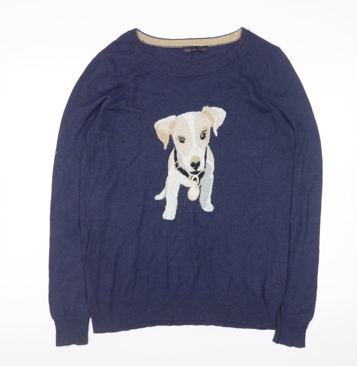 Womens UK Size 14 Marks and Spencer Blue Pullover Jumper