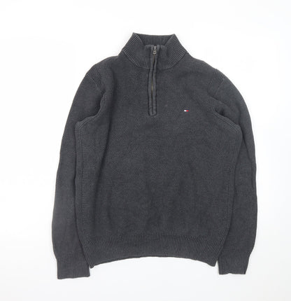 Mens UK Size L Tommy Hilfiger Grey 1/2 Zip Jumper