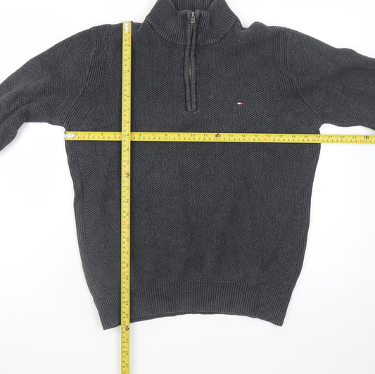 Mens UK Size L Tommy Hilfiger Grey 1/2 Zip Jumper