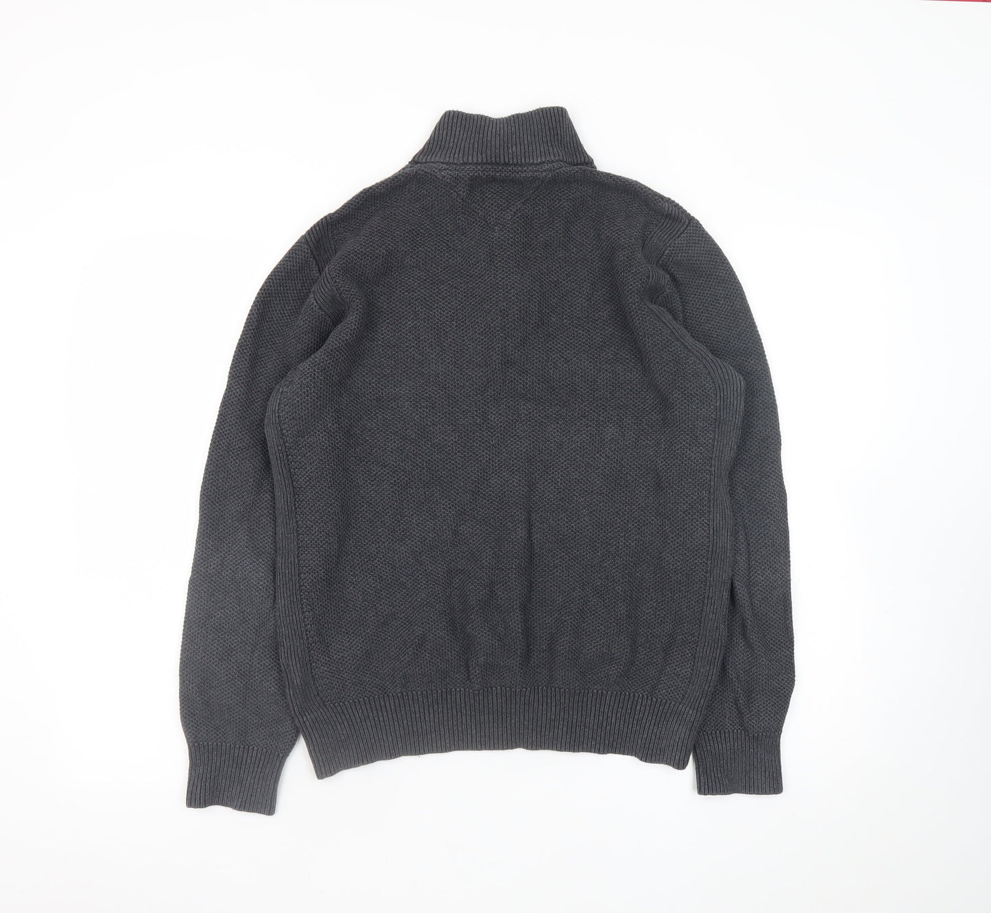 Mens UK Size L Tommy Hilfiger Grey 1/2 Zip Jumper