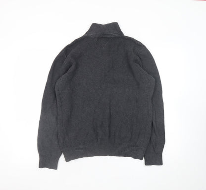 Mens UK Size L Tommy Hilfiger Grey 1/2 Zip Jumper