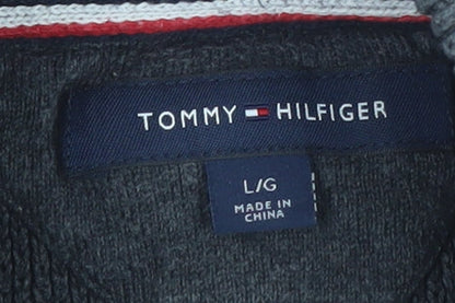 Mens UK Size L Tommy Hilfiger Grey 1/2 Zip Jumper