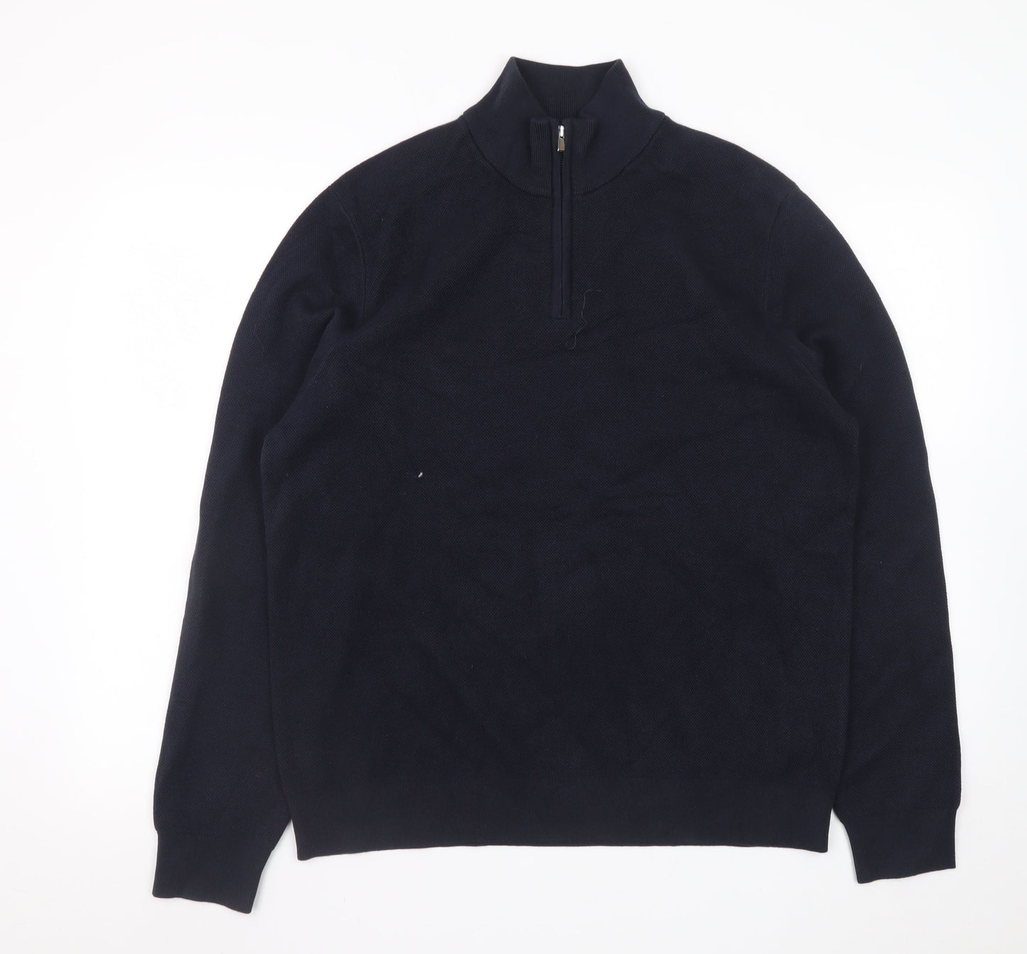 Mens UK Size L Marks and Spencer Blue 1/2 Zip Jumper