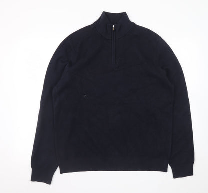 Mens UK Size L Marks and Spencer Blue 1/2 Zip Jumper
