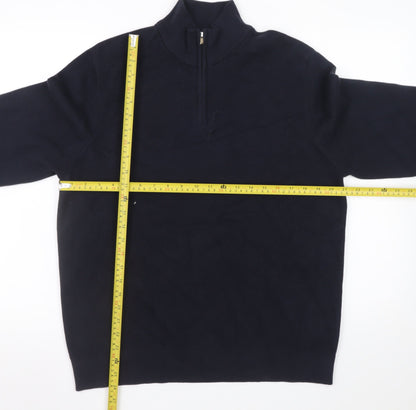 Mens UK Size L Marks and Spencer Blue 1/2 Zip Jumper