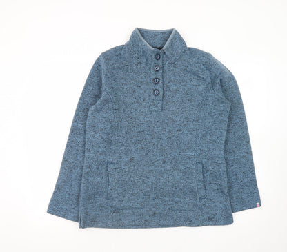 Womens UK Size M Country Rose Blue Henley Sweatshirt