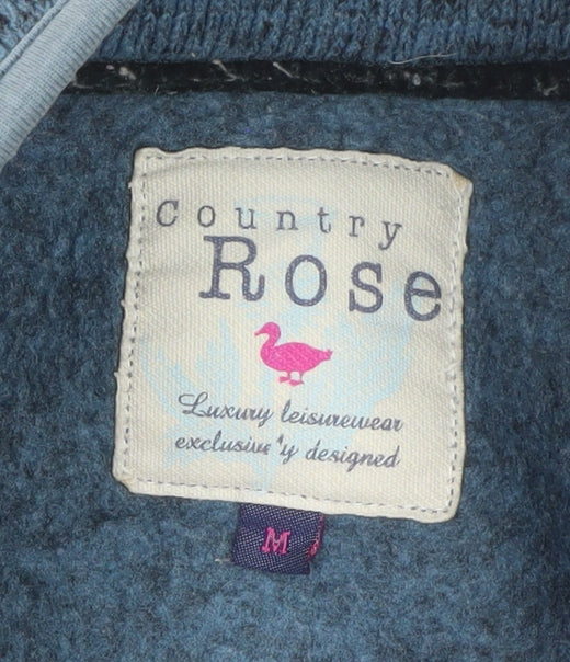 Womens UK Size M Country Rose Blue Henley Sweatshirt