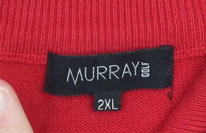 Mens UK Size 2XL Murray Golf Red 1/2 Zip Jumper