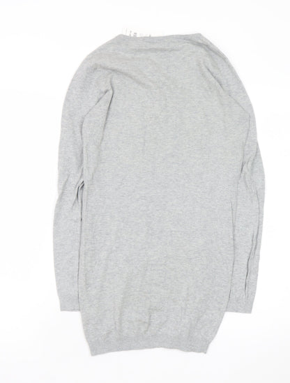 New Look Womens Grey Sweater Dress Size 12 Long Sleeve Knit