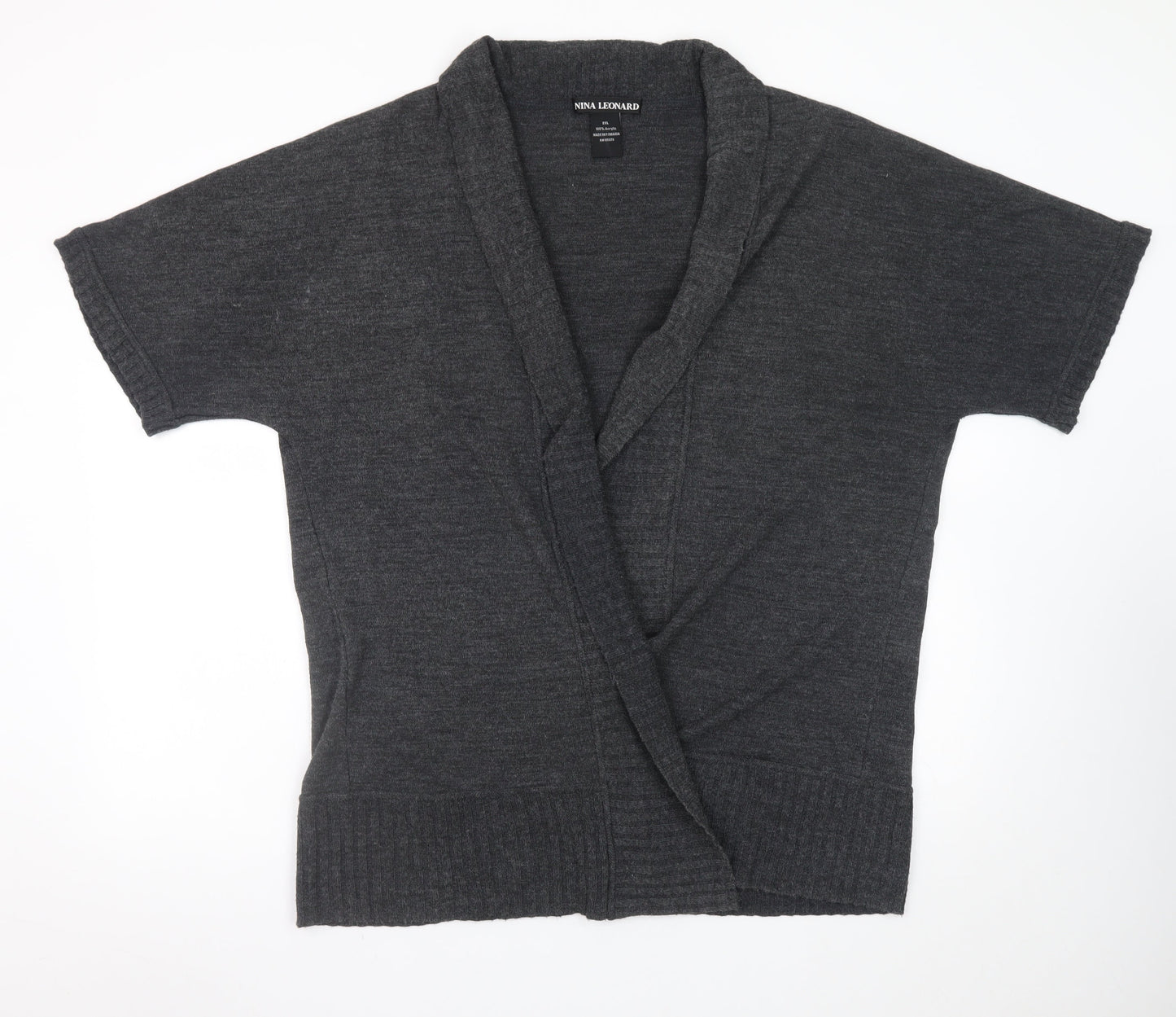 Womens UK Size 2XL Nina Leonard Grey Cardigan Jumper