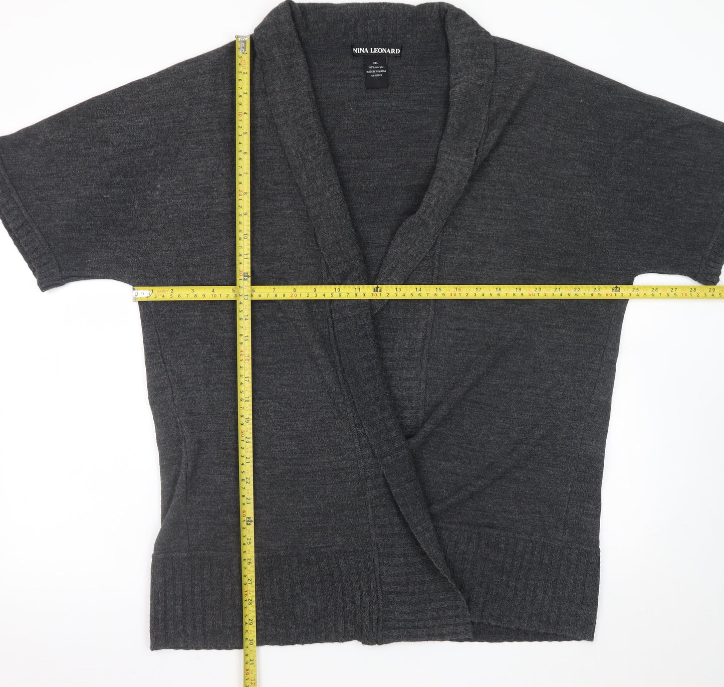 Womens UK Size 2XL Nina Leonard Grey Cardigan Jumper
