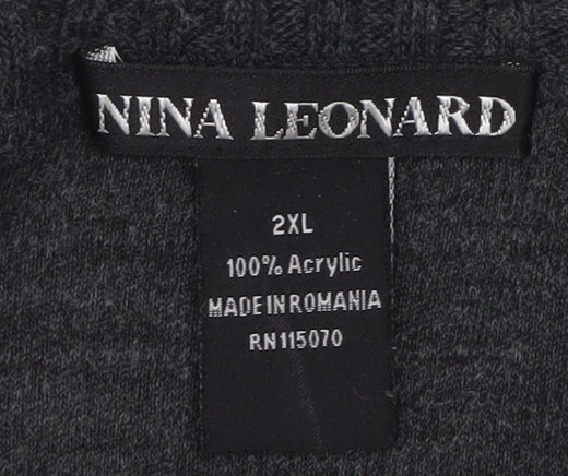 Womens UK Size 2XL Nina Leonard Grey Cardigan Jumper