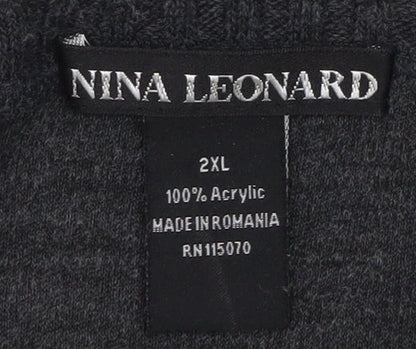 Womens UK Size 2XL Nina Leonard Grey Cardigan Jumper