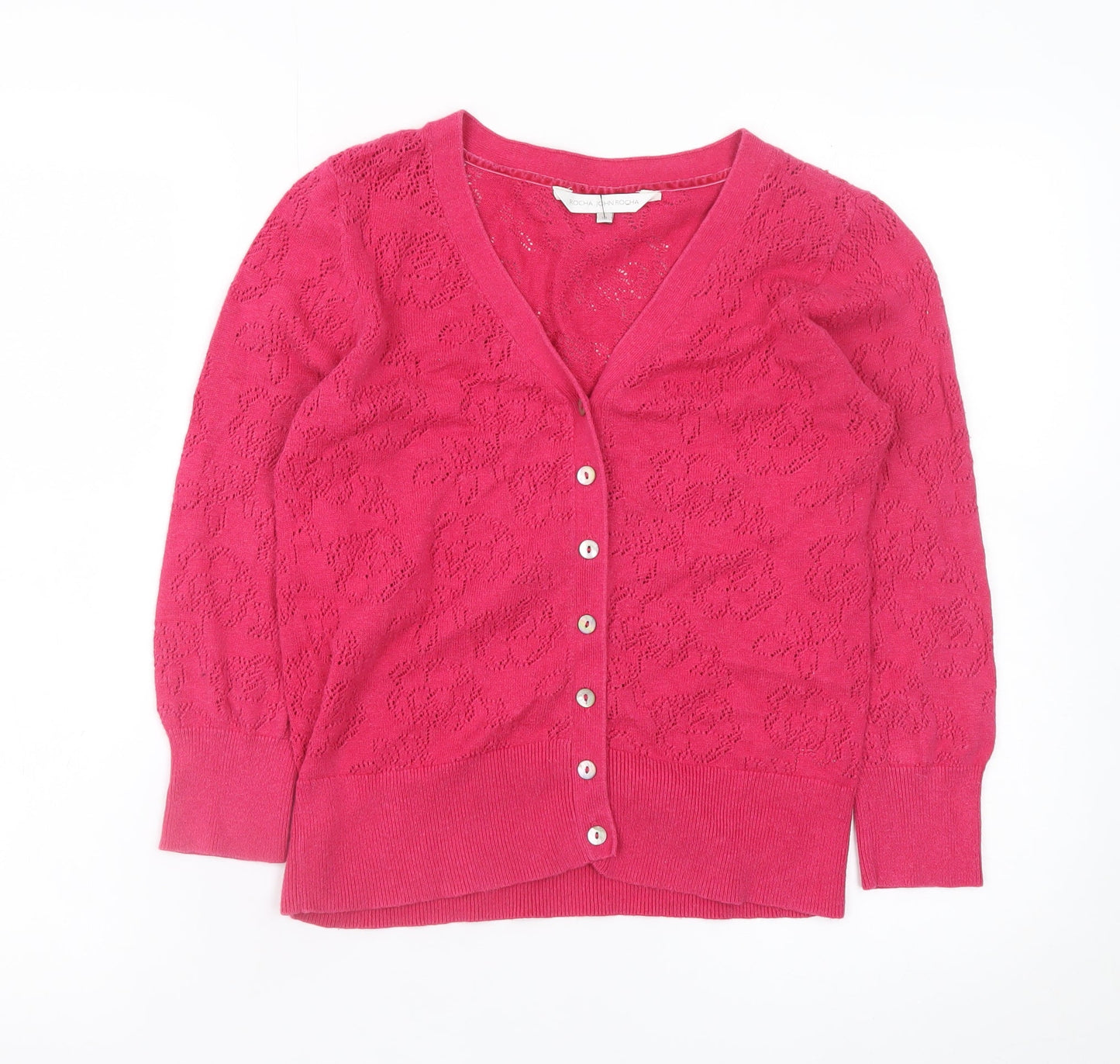Womens UK Size 10 Rocha John Rocha Pink Cardigan Jumper