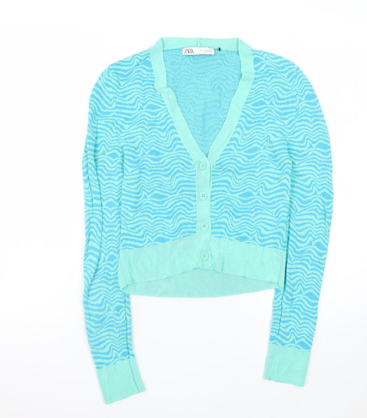 Womens UK Size S Zara Blue Cardigan Jumper
