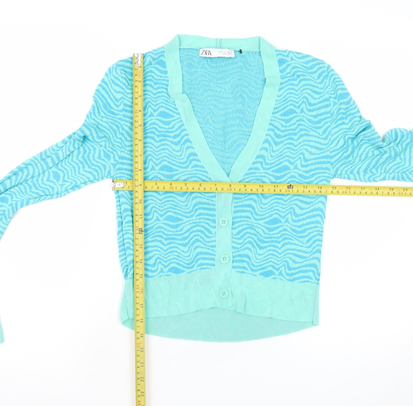 Womens UK Size S Zara Blue Cardigan Jumper