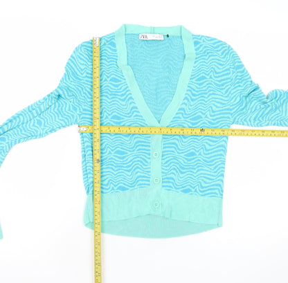 Womens UK Size S Zara Blue Cardigan Jumper