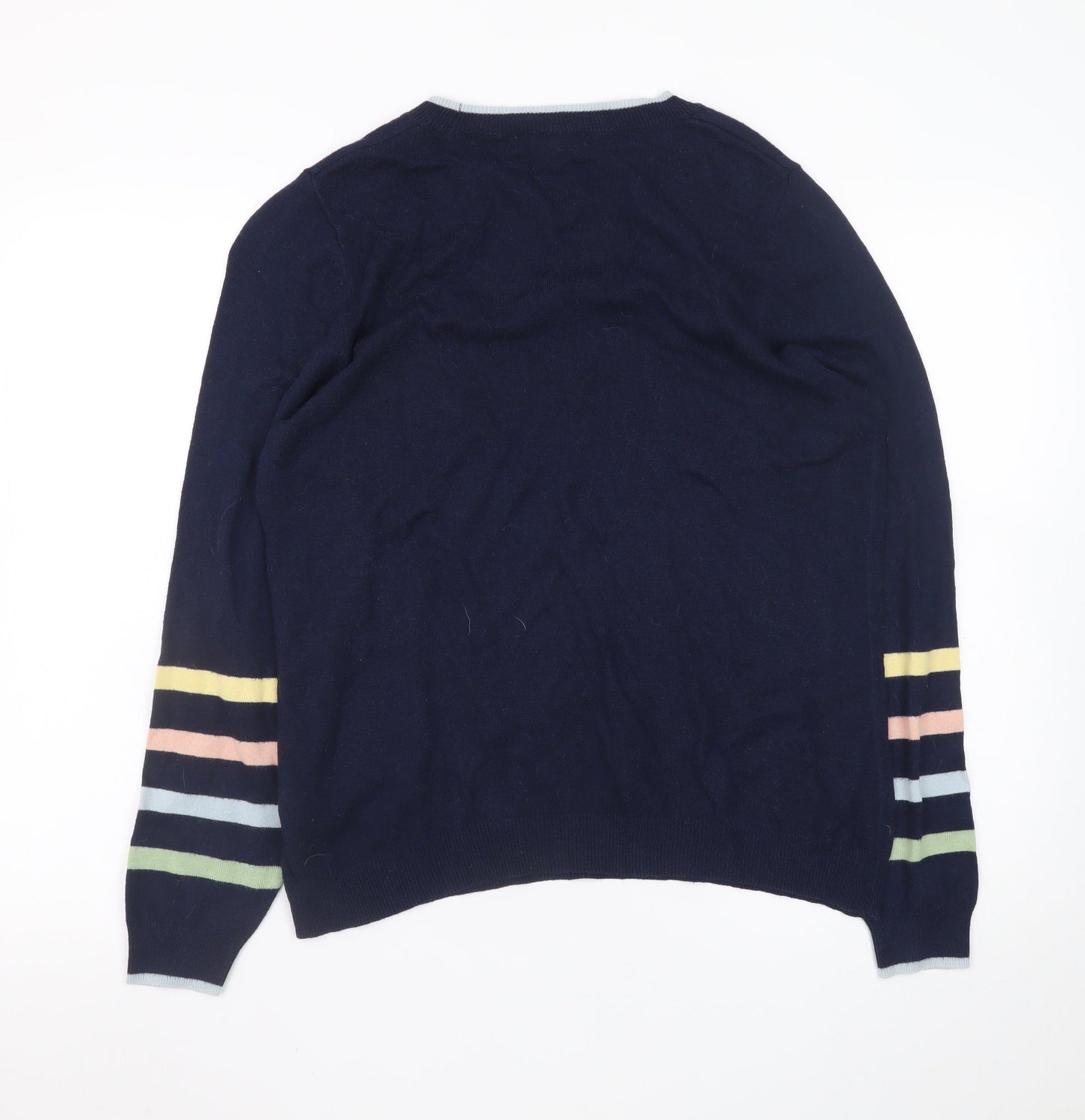 Next Women Navy Sequin LOVE Jumper Size 14 Acrylic Cotton Blend
