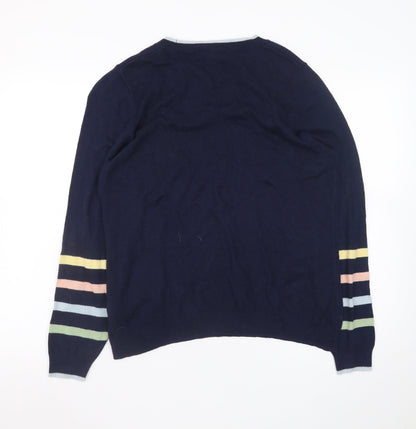 Next Women Navy Sequin LOVE Jumper Size 14 Acrylic Cotton Blend