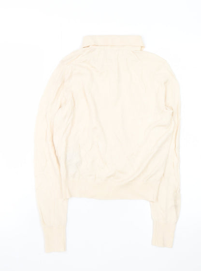 Womens UK Size XS Uniqlo Beige Henley Jumper