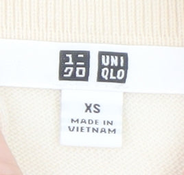 Womens UK Size XS Uniqlo Beige Henley Jumper