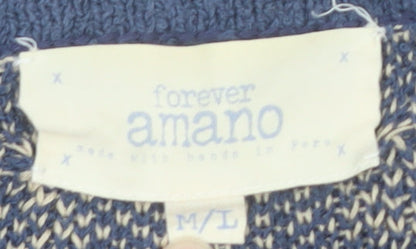 Womens UK Size M Amano Blue Cardigan Jumper