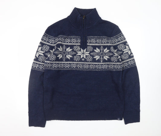 Mens UK Size M Fat Face Blue Pullover Jumper