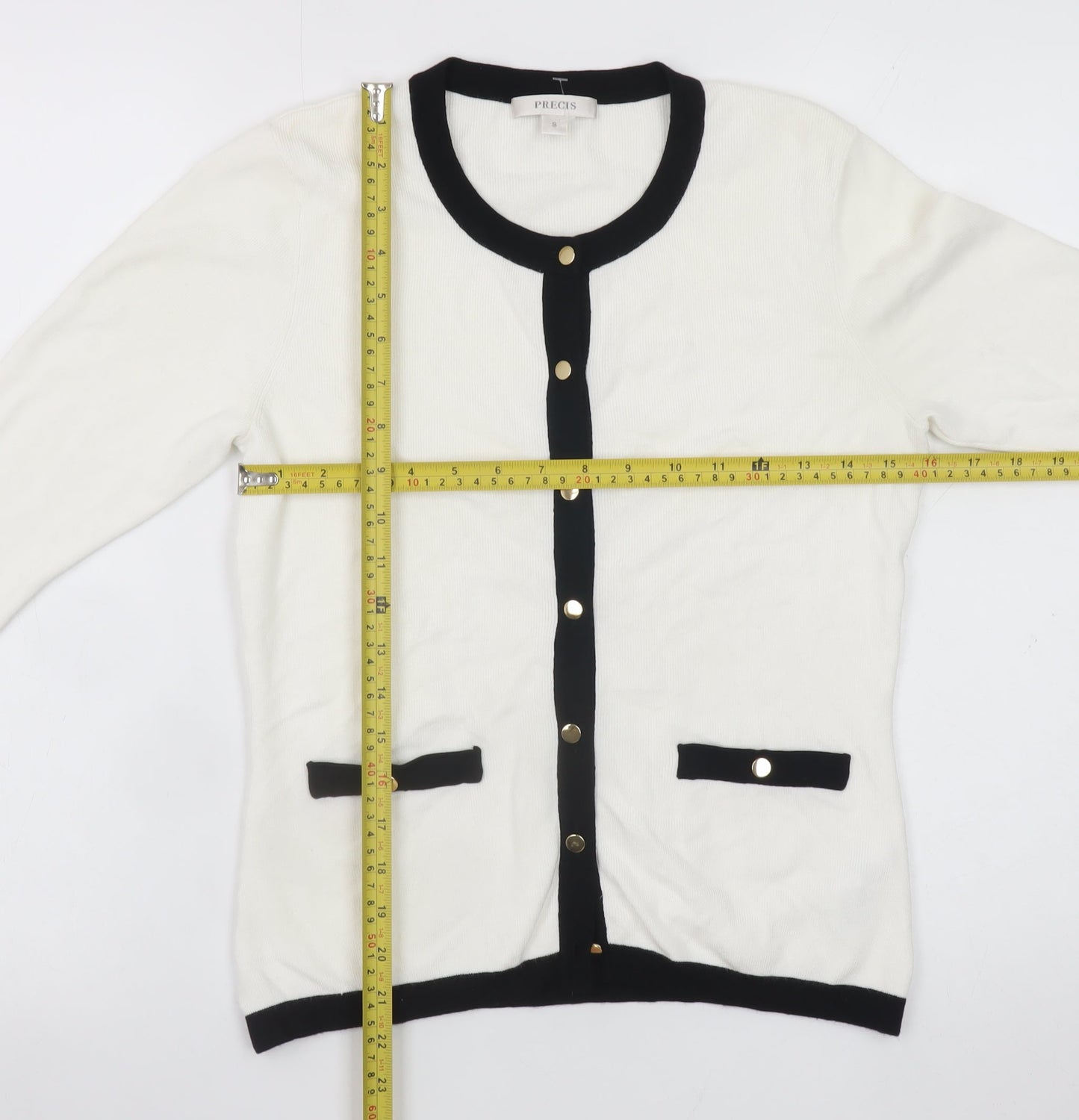 Womens UK Size S Precis White Cardigan Jumper