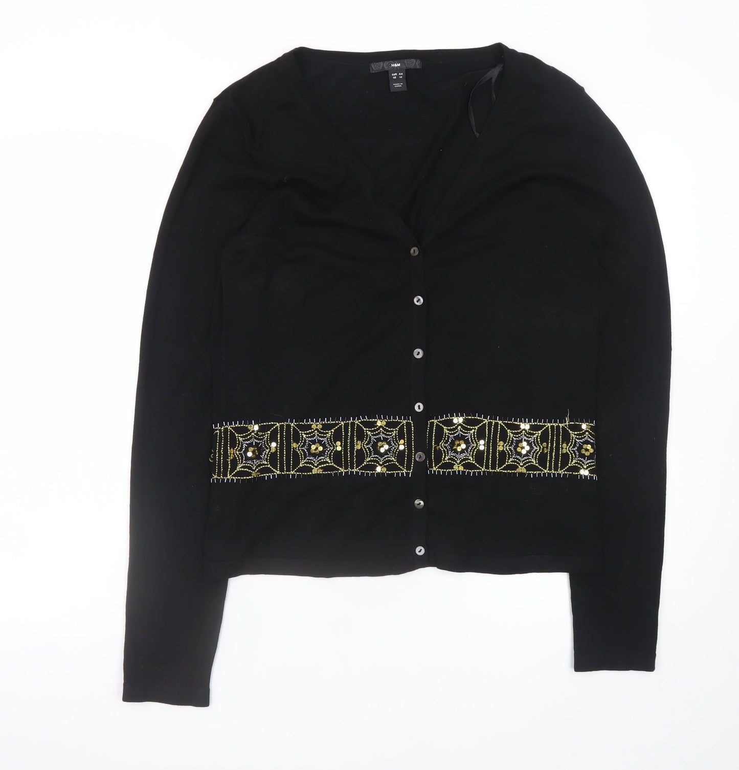 Womens UK Size 16 H&M Black Cardigan Jumper