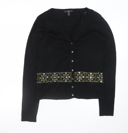 Womens UK Size 16 H&M Black Cardigan Jumper