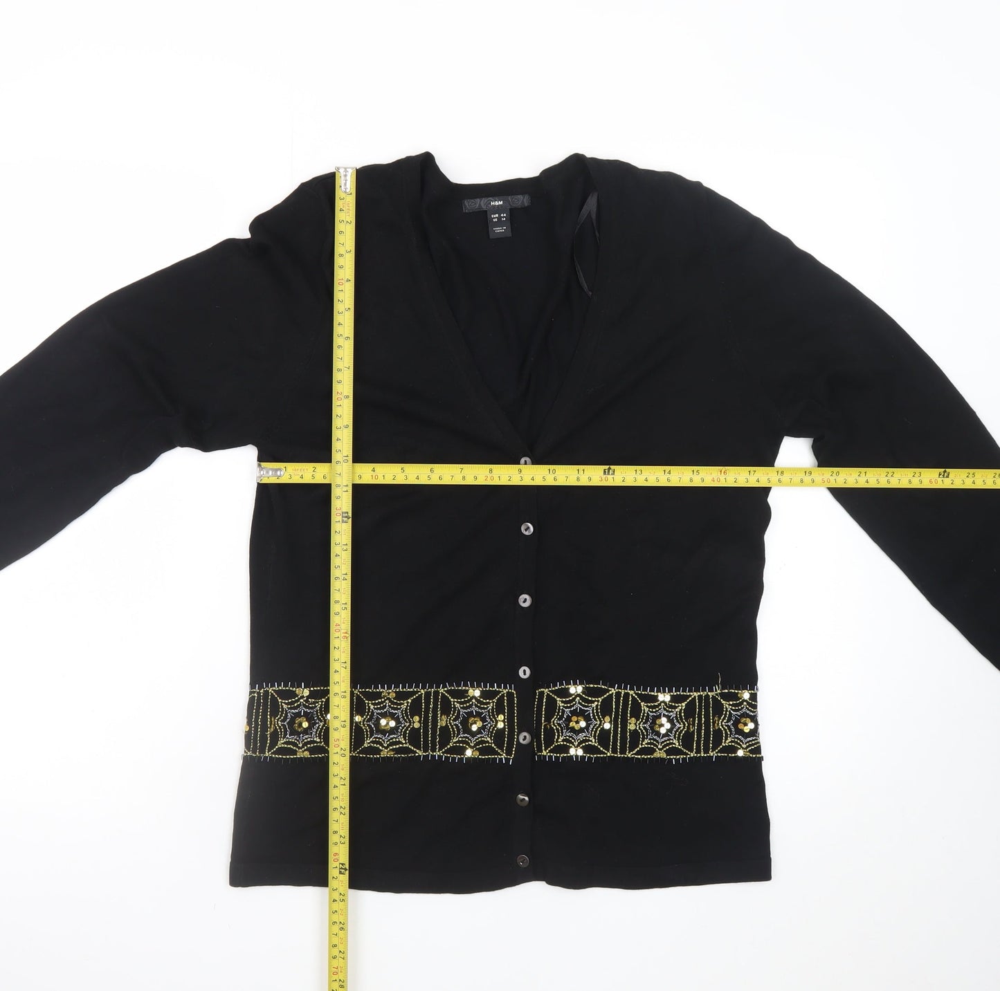 Womens UK Size 16 H&M Black Cardigan Jumper