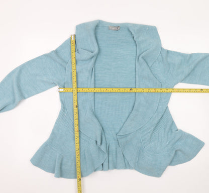 Marks and Spencer Women Blue Size 14 Ruffle Edge Knit Cardigan