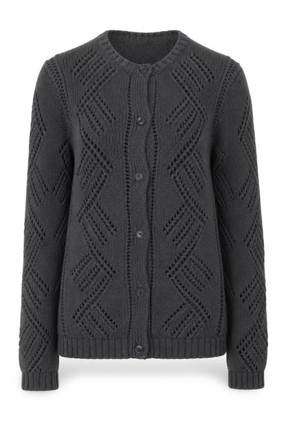 Gap Women’s Grey Open-Knit Cardigan XS Long Sleeve Cotton Blend