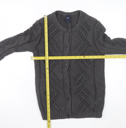 GAP Women’s Grey Open-Knit Cardigan XS Long Sleeve Cotton Blend