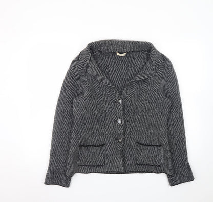 Cocogio Women’s Grey Wool Blend Blazer Jacket Size 14 Lined Button Up