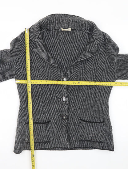 Cocogio Women’s Grey Wool Blend Blazer Jacket Size 14 Lined Button Up