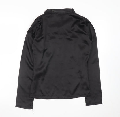 Morgan Women’s Black Satin Bow Neck Long Sleeve Blouse Size 8