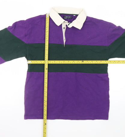 Next Boys Purple & Green Long Sleeve Rugby Polo Shirt 13 Years