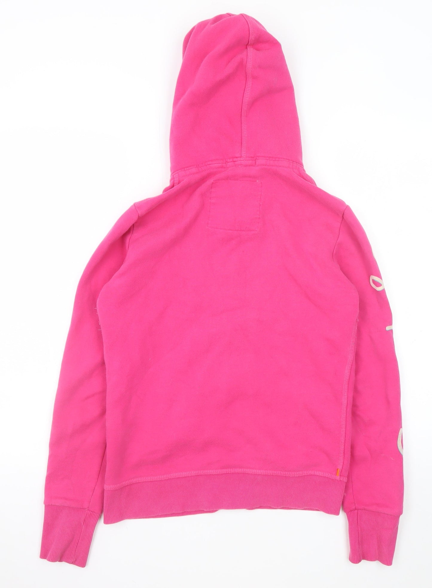 Superdry Girls Pink Full Zip Hoodie S Fleece Logo Hooded Sweatshirt