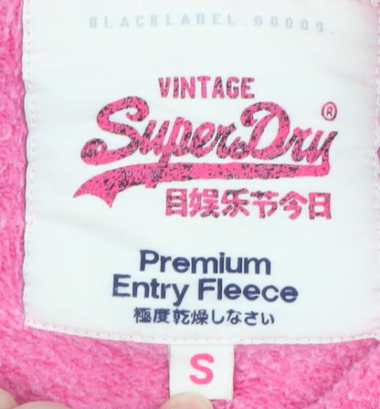 Superdry Girls Pink Full Zip Hoodie S Fleece Logo Hooded Sweatshirt