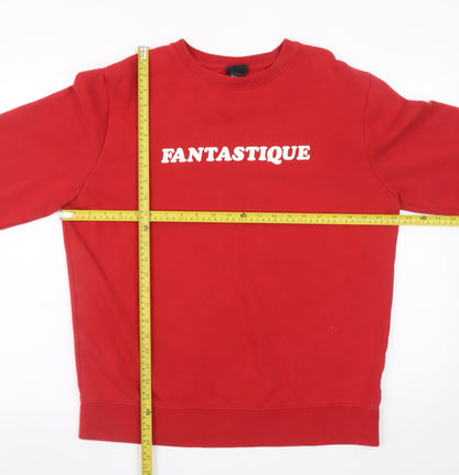 H&M Women's Red Fantastique Cotton Blend Pullover Sweatshirt M