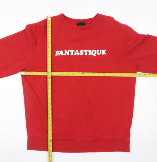 H&M Women's Red Fantastique Cotton Blend Pullover Sweatshirt M