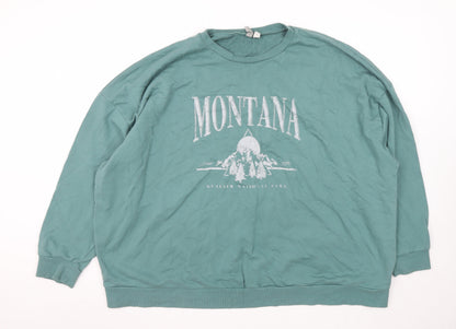 ASOS DESIGN Womens Green Montana Graphic Pullover Sweatshirt UK 24