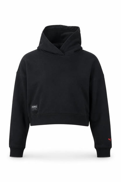 Puma Women's Black Cropped Pullover Hoodie Size M
