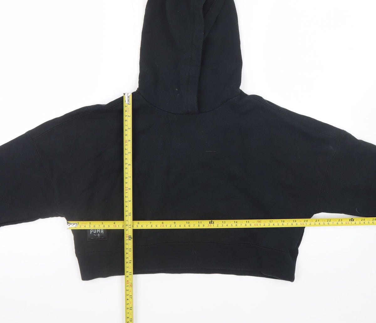 Puma Women's Black Cropped Pullover Hoodie Size M