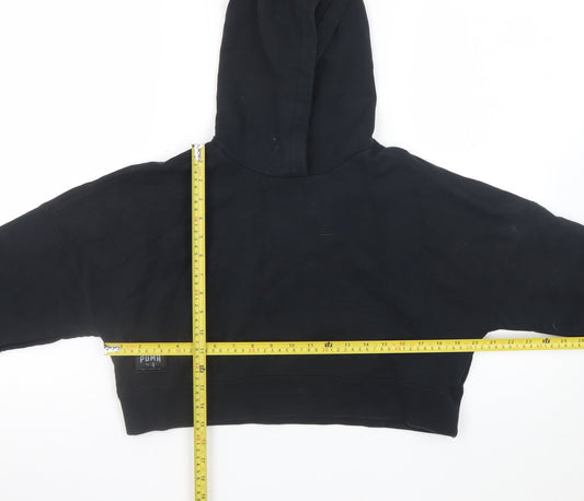 Puma Women's Black Cropped Pullover Hoodie Size M