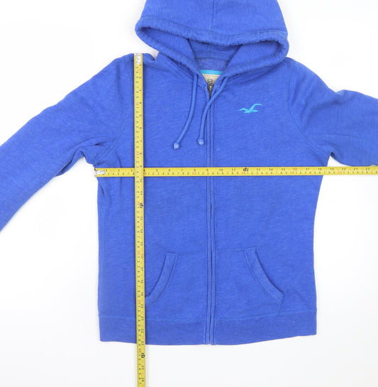 Hollister Men's Blue Full Zip Hoodie Jumper Size M